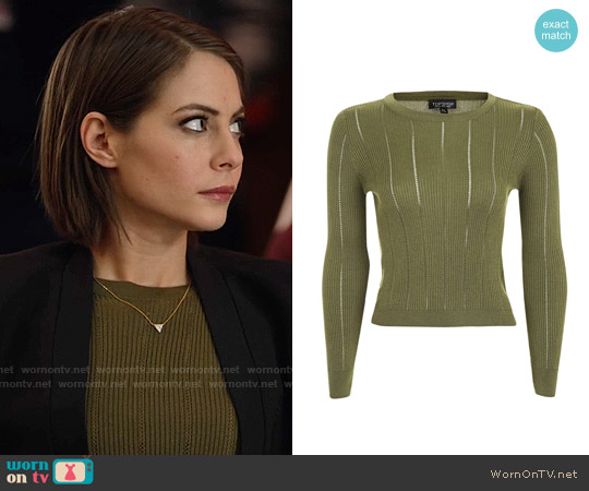 Topshop Pointelle Stitch Rib Crop Top worn by Thea Queen (Willa Holland) on Arrow