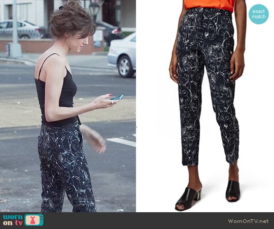 Topshop Wolf Print Cigarette Leg Trousers worn by Marnie Michaels (Allison Williams) on Girls