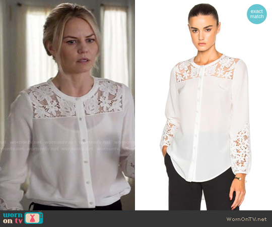 Veronica Beard Alma Lace Blouse worn by Emma Swan (Jennifer Morrison) on Once Upon A Time