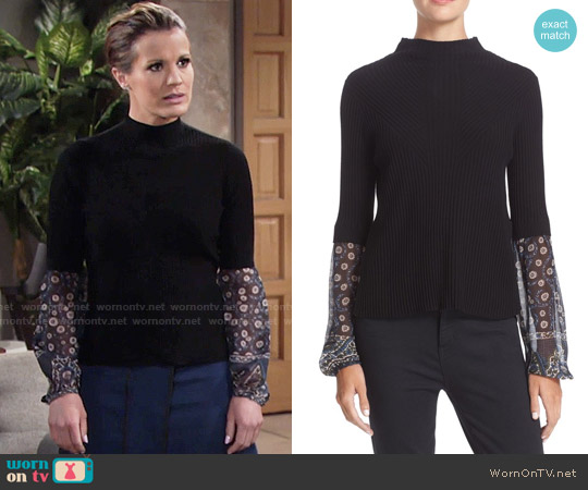 Veronica Beard Moon Mixed Media Sweater worn by Chelsea Lawson (Melissa Claire Egan) on The Young and the Restless
