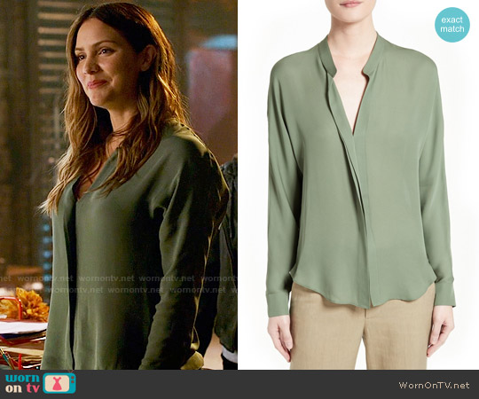 Vince Silk Blouse in Sage worn by Paige Dineen (Katharine McPhee) on Scorpion