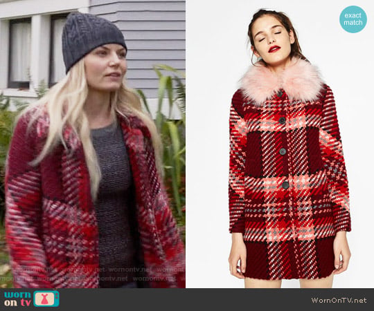 Zara Check Coat worn by Emma Swan (Jennifer Morrison) on Once Upon A Time