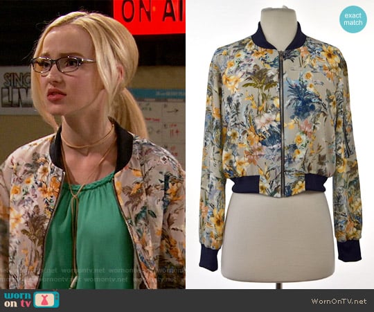 Zara Floral Print Bomber Jacket worn by Maddie Rooney (Dove Cameron) on Liv and Maddie