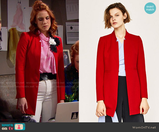 Zara Inverted Lapel Frock Coat worn by Sally Spectra (Courtney Hope) on The Bold and the Beautiful