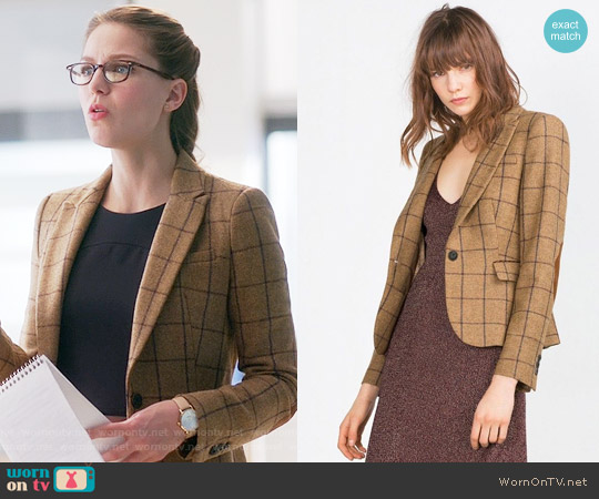 Zara Windowpane Blazer worn by Kara Danvers (Melissa Benoist) on Supergirl