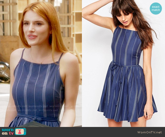 ASOS Mini Stripe Skater Sundress worn by Paige Townsen (Bella Thorne) on Famous in Love