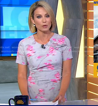 Amy’s grey ruffled shoulder dress on Good Morning America