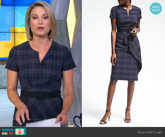 Banana Republic Blue Plaid Seersucker Dress worn by Amy Robach on Good Morning America