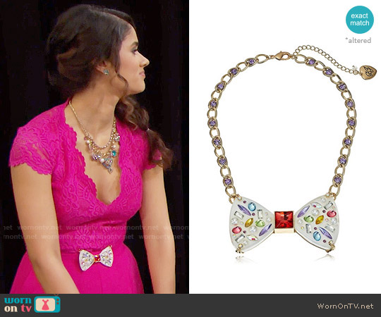 Betsey Johnson Sweet Shop Bow Necklace worn by Darlita (Danube Hermosillo) on The Bold and the Beautiful