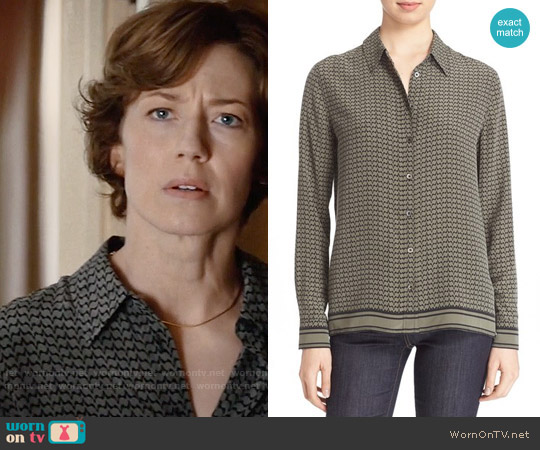 Equipment Shiloh Print Silk Top worn by Nora Durst (Carrie Coon) on The Leftovers