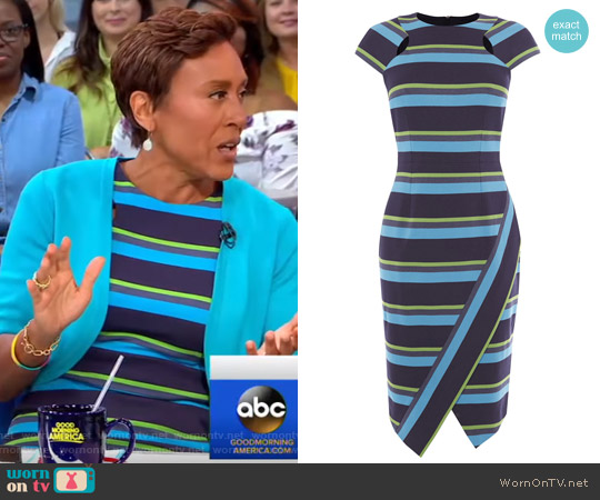 Karen Millen Striped Asymmetric Pencil Dress worn by Robin Roberts on Good Morning America