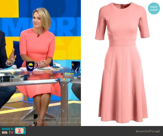 Lela Rose Half-Sleeve Wool Crepe Dress worn by Amy Robach on Good Morning America