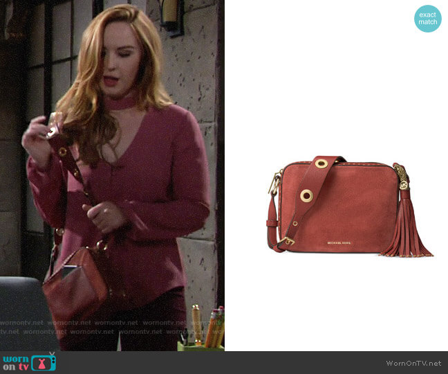 MICHAEL Michael Kors Brooklyn Suede Large Camera Bag worn by Mariah Copeland (Camryn Grimes) on The Young and the Restless