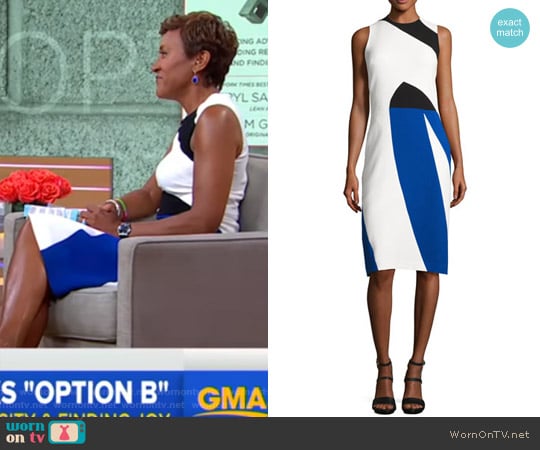 Narciso Rodriguez Colorblock Crepe Sleeveless Sheath Dress worn by Robin Roberts on Good Morning America