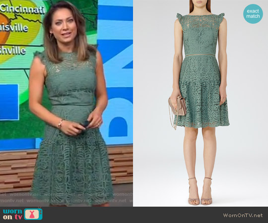 Reiss Cap Sleeve Lace Dress worn by Ginger Zee on Good Morning America