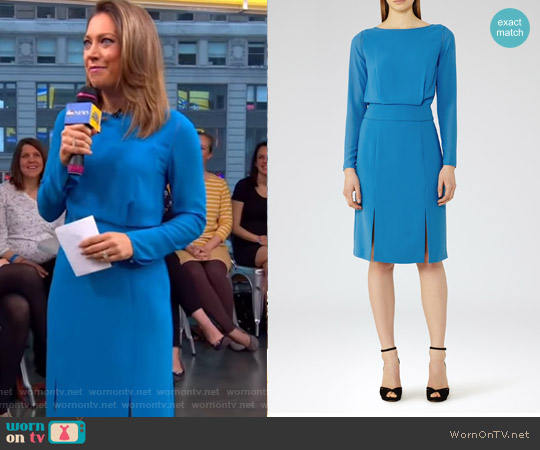 Reiss Alessa Sheer-Sleeve Dress worn by Ginger Zee on Good Morning America