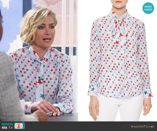 Sandro Space Tie-neck Silk Shirt worn by Elizabeth North (Portia de Rossi) on Scandal