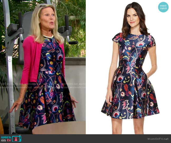 Ted Baker Fluxam Folk Foliage Skater Dress worn by Pamela Douglas (Alley Mills) on The Bold and the Beautiful