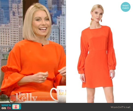 Tibi Balloon Sleeve Short Dress worn by Kelly Ripa on Live with Kelly and Mark