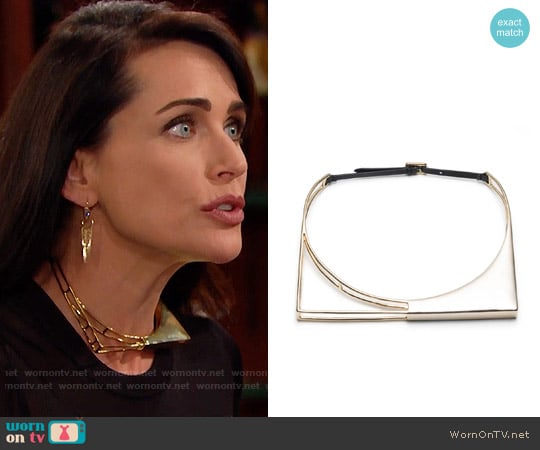 Alexis Bittar Liquid Gold Architectural Choker Necklace worn by Quinn Fuller (Rena Sofer) on The Bold and the Beautiful