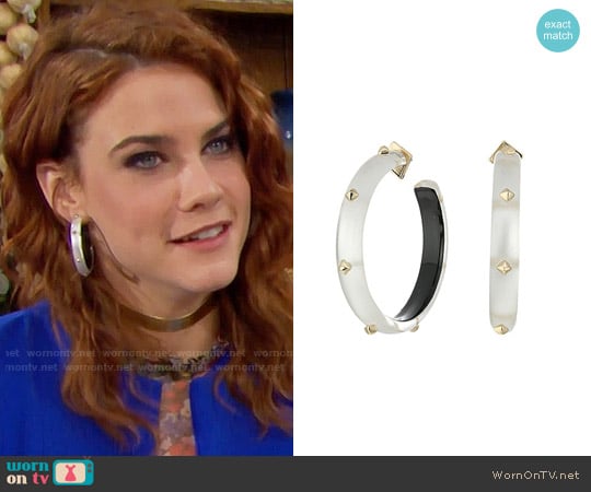 Alexis Bittar Studded Hoop Earrings worn by Sally Spectra (Courtney Hope) on The Bold and the Beautiful