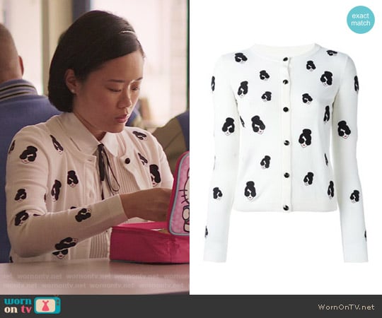 Alice + Olivia Stacey Emoji Cardigan worn by Courtney Crimsen (Michele Selene Ang) on 13 Reasons Why