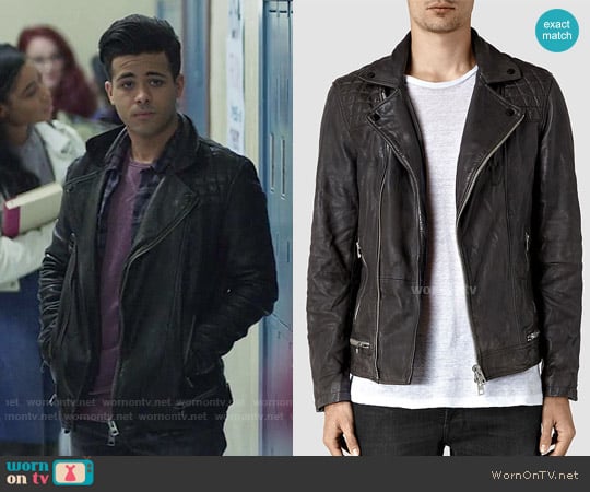 All Saints Conroy Leather Biker Jacket worn by Tony Padilla (Christian Navarro) on 13 Reasons Why