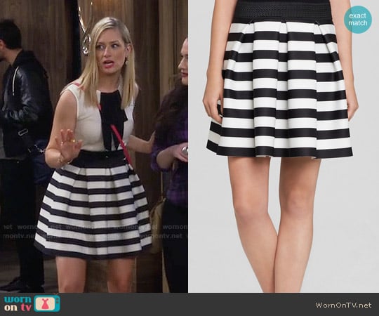 Aqua Striped Scuba Skirt worn by Caroline Channing (Beth Behrs) on 2 Broke Girls
