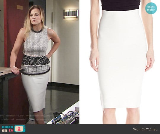 Bcbgmaxazria Leger Skirt in White worn by Phyllis Newman (Gina Tognoni) on The Young and the Restless