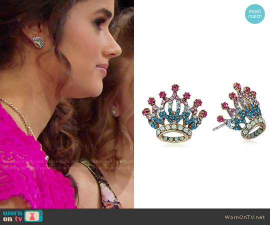 Betsey Johnson Princess Charming Crown Stud Earrings worn by Darlita (Danube Hermosillo) on The Bold and the Beautiful