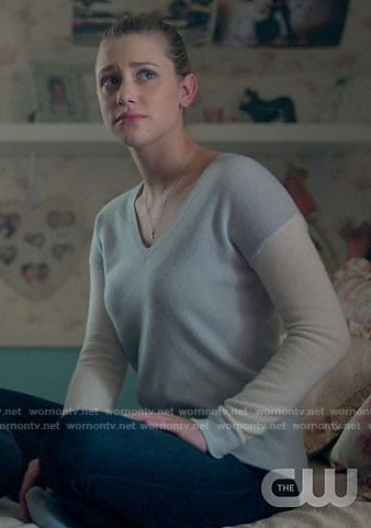Betty’s blue sweater with white sleeves on Riverdale