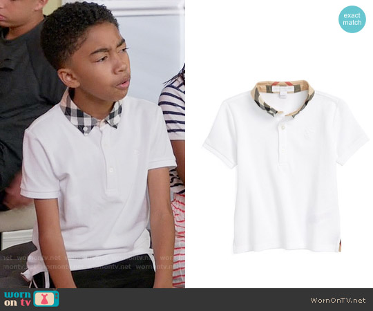 Burberry Boys William Polo in White worn by Jack Johnson (Miles Brown) on Black-ish