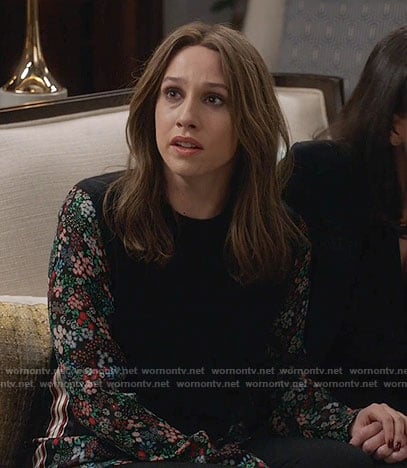 Catherine’s black sweater with floral sleeves on Veep