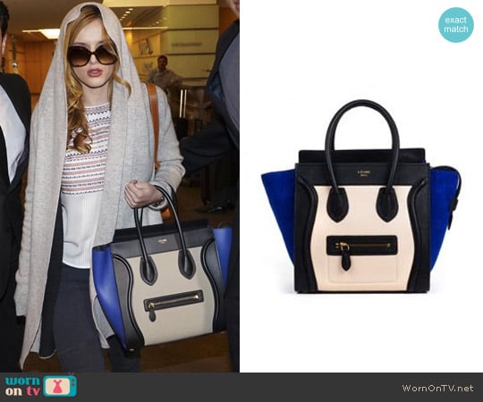 Celine Boston Bag in Beige / Grain / Blue worn by Paige Townsen (Bella Thorne) on Famous in Love