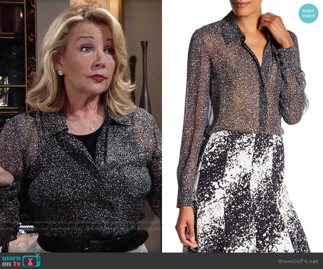 Diane von Furstenberg Carter Blouse worn by Nikki Reed Newman (Melody Thomas-Scott) on The Young and the Restless