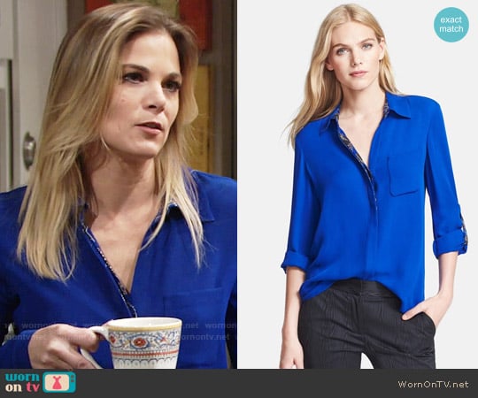 Diane von Furstenberg Lorelei Silk Blouse worn by Phyllis Newman (Gina Tognoni) on The Young and the Restless