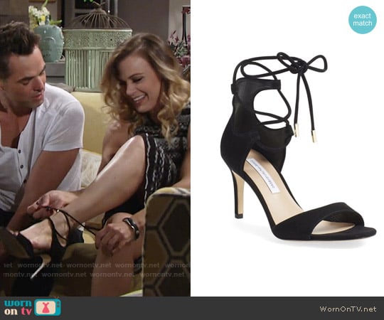 Diane von Furstenberg Rimini Ankle Wrap Sandal worn by Phyllis Newman (Gina Tognoni) on The Young and the Restless