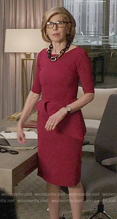 Diane’s red peplum dress on The Good Fight