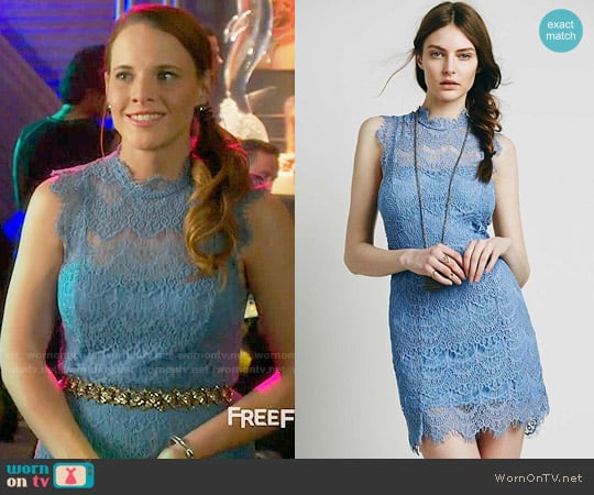 Free People Daydream Bodycon Slip in Carribean Sea worn by Daphne Vasquez (Katie Leclerc) on Switched at Birth
