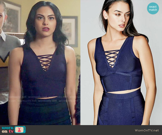 Guess Rosalinda Bandage Crop Top worn by Veronica Lodge (Camila Mendes) on Riverdale