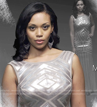 Hillary’s silver sequin gown on The Young and the Restless opening credits