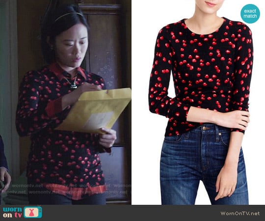 J.Crew Tippi Sweater in Cherry Print worn by Courtney Crimsen (Michele Selene Ang) on 13 Reasons Why