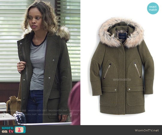 J.Crew Chateau parka in stadium-cloth worn by Jessica Davis (Alisha Boe) on 13 Reasons Why