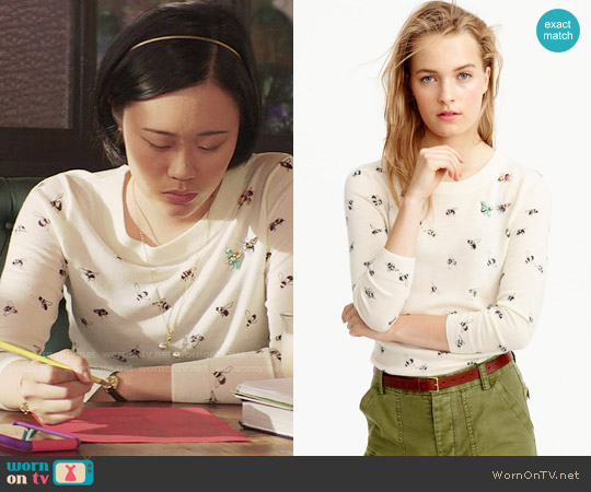 J.Crew Tippi Sweater in Embellished Bee Print worn by Courtney Crimsen (Michele Selene Ang) on 13 Reasons Why