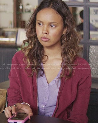 Jessica’s purple henley top on 13 Reasons Why
