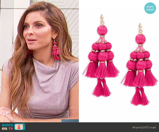 Kate Spade Pretty Poms Earrings in Pink worn by Maria Menounos on E! News