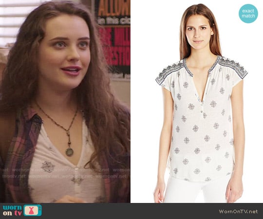 Lucky Brand Embroidered Henley Shirt worn by Hannah Baker (Katherine Langford) on 13 Reasons Why