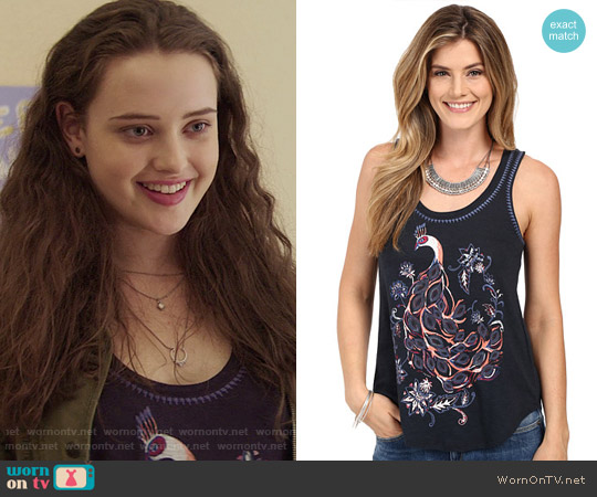 Lucky Brand Peacock Tank Top worn by Hannah Baker (Katherine Langford) on 13 Reasons Why