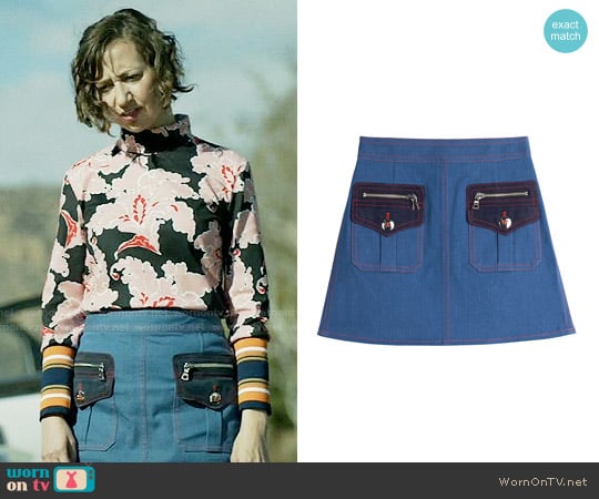 Marc Jacobs Denim Mini Skirt worn by Carol Pilbasian (Kristen Schaal) on Last Man On Earth