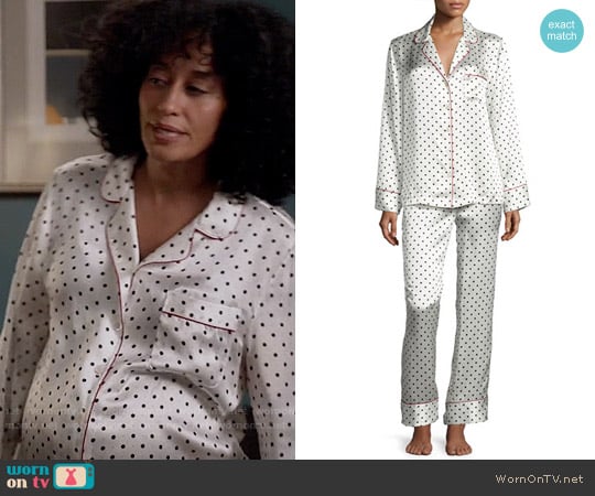NM Intimates Polka Dot-Print Silk Pajama Set worn by Rainbow Johnson (Tracee Ellis Ross) on Black-ish